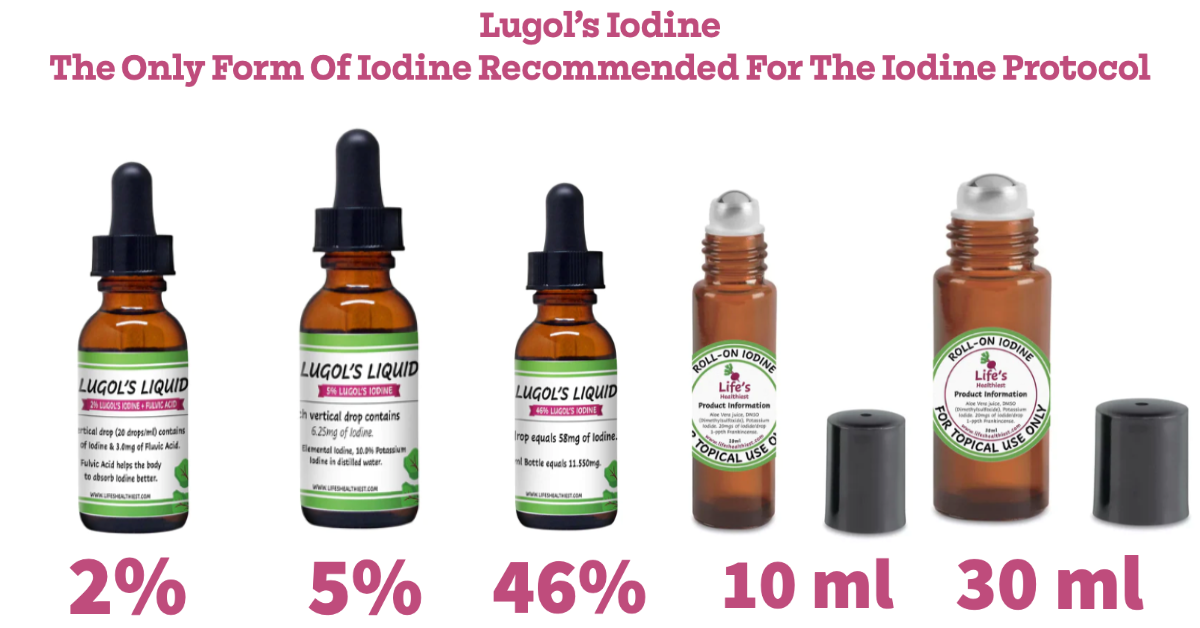 Life's Healthiest Iodine LUGOL'S LIQUID Iodine (2%, 5%, 46% and Transdermal Roll On)