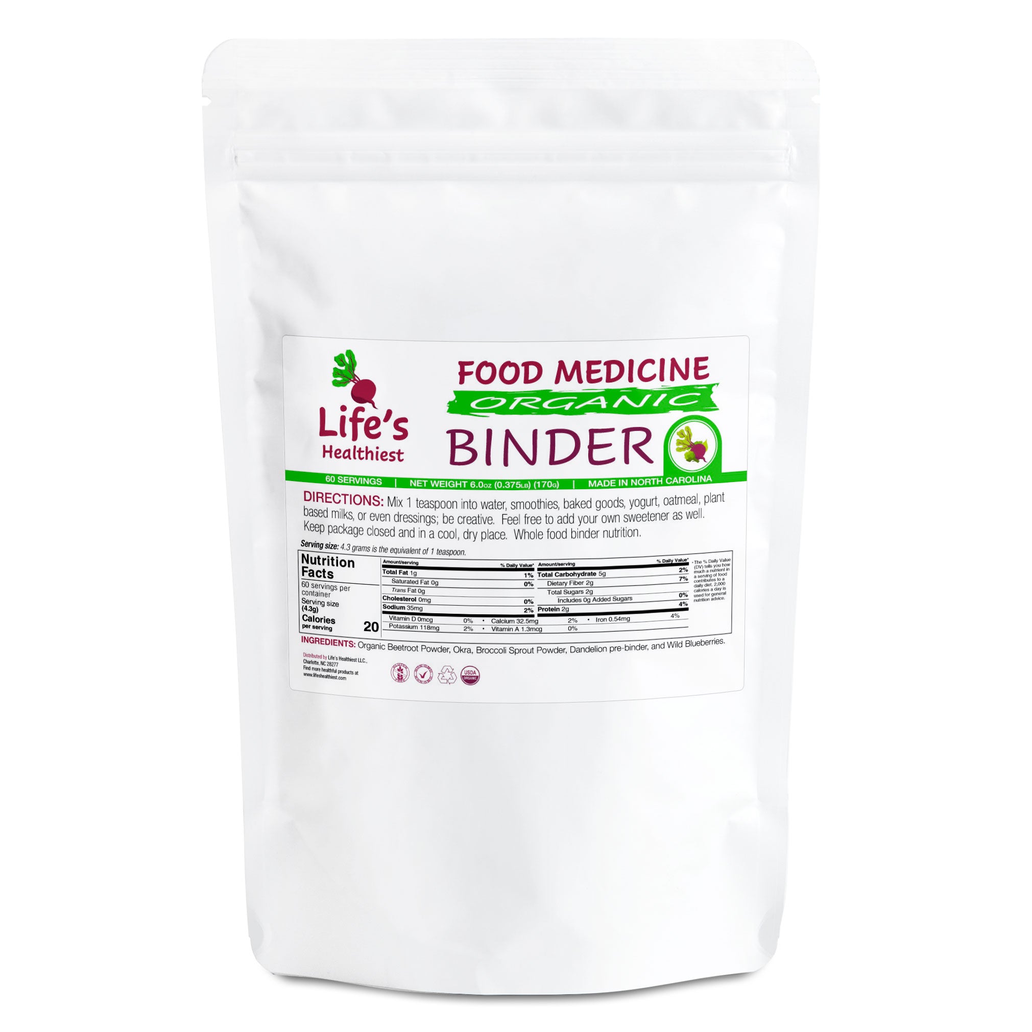 Life's Healthiest Binder Whole Food Powder Blend 6.0 oz