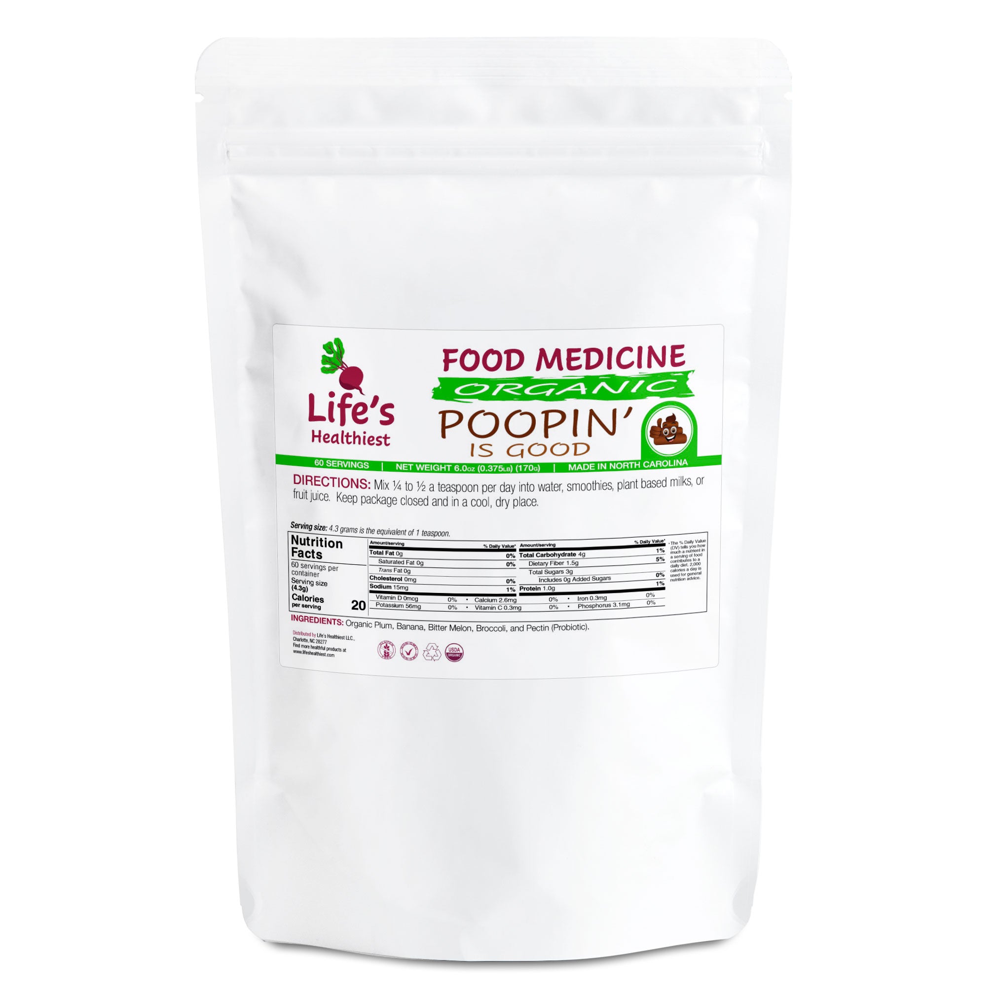 Life's Healthiest POOPIN' IS GOOD Whole Food Nutritional Therapy 6.0 oz