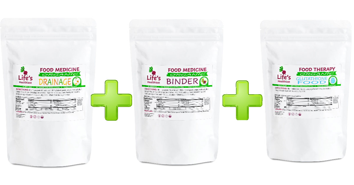 Life's Healthiest DRAINAGE & BINDER, GLUTATHIONE Trio Whole Food Therapy