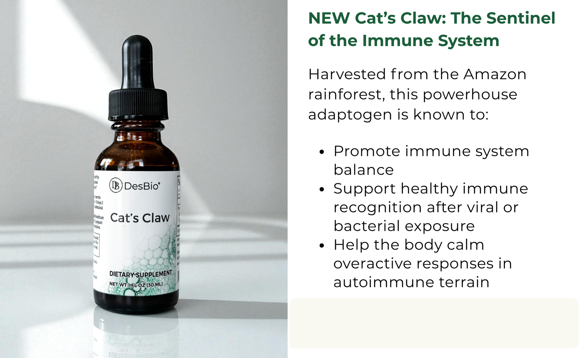 DesBio Herbal Allies For Immune Support and Hidden Infections (Cat's Claw, Teasel, Vitamin D3/K2) - 0