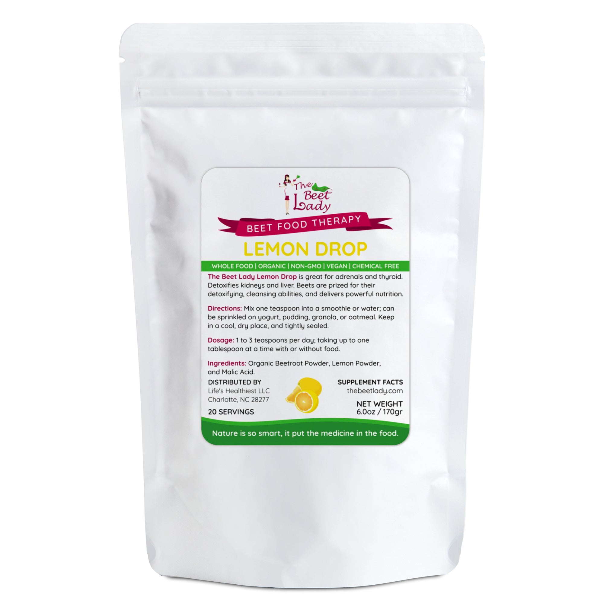 The Beet Lady LEMON DROP Beet Food Nutritional Therapy Powder for Digestion and Purification 6 oz