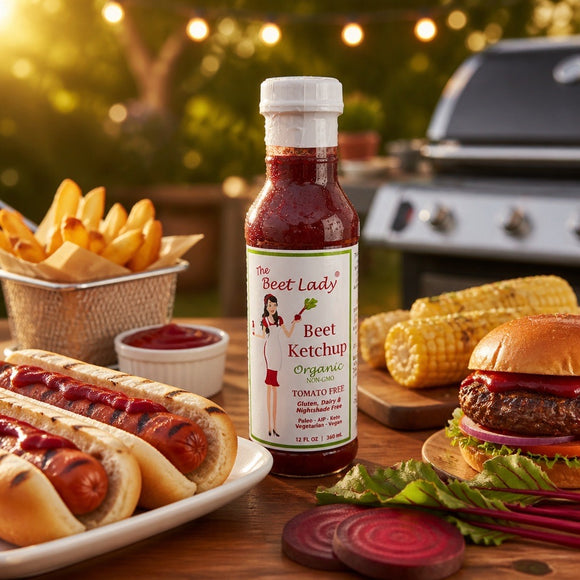 The Beet Lady Beet Ketchup - Real Beets.  Real Food.  Real Good Ketchup!