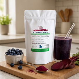 The Beet Lady BLUEBERRY BLAST Beet SuperFood powder blended with real fruit.  Organic, plant-based, non-GMO.  6 oz