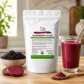 The Beet Lady ELDERBERRY ELIXIR Beet SuperFood powder blended with real fruit.  Organic, plant-based, non-GMO. 6 oz