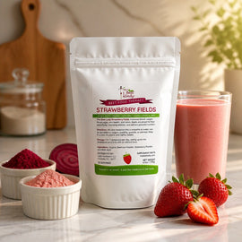 The Beet Lady STRAWBERRY FIELDS Beet Food Nutritional Therapy powder blended with real fruit.  Organic, plant-based, non-GMO. 6 oz