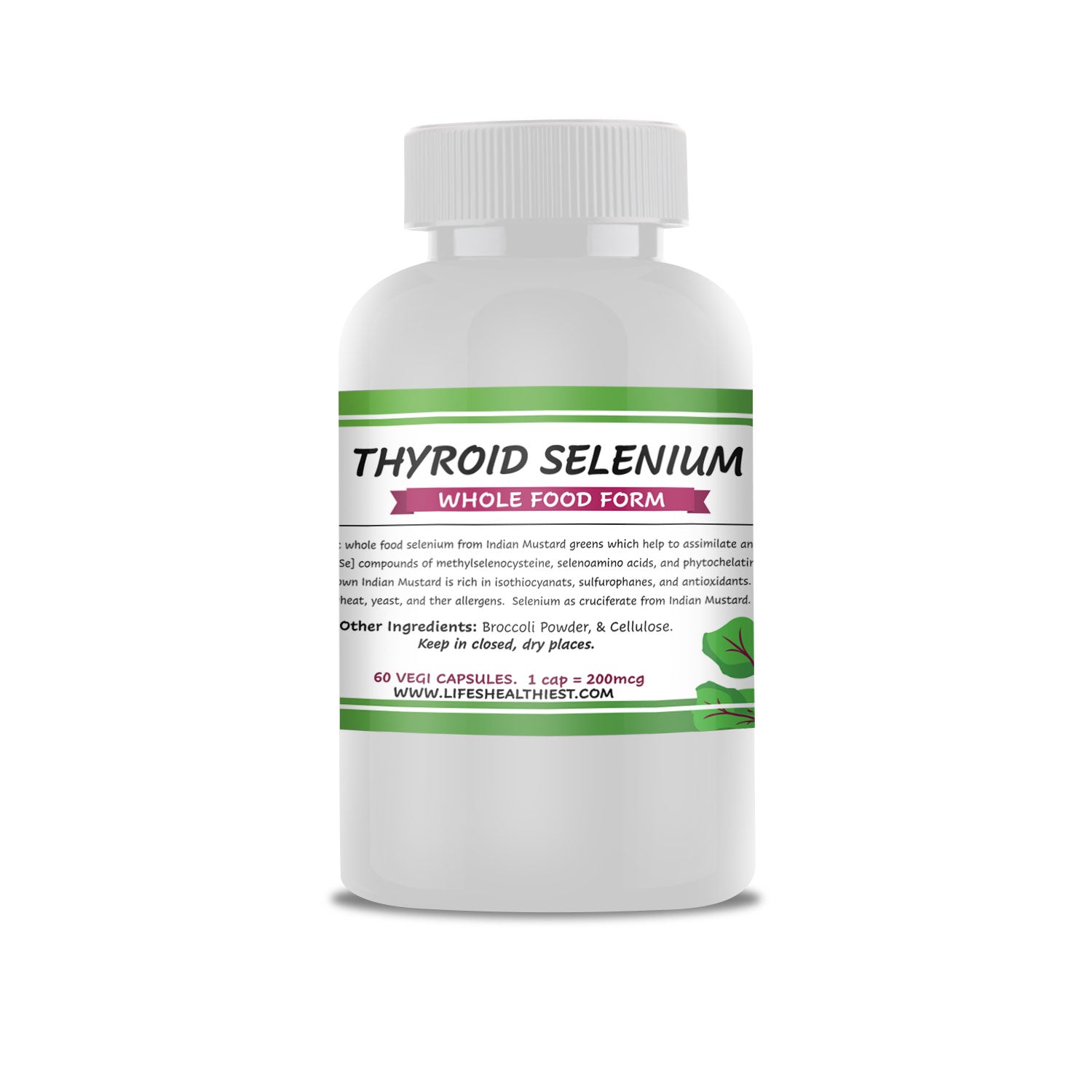 Life's Healthiest Thyroid Selenium 60 capsules (Whole Food, Organic)