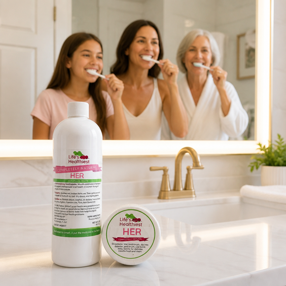 Life's Healthiest Completely Natural 'HER' Tooth Powder & Mouth Wash