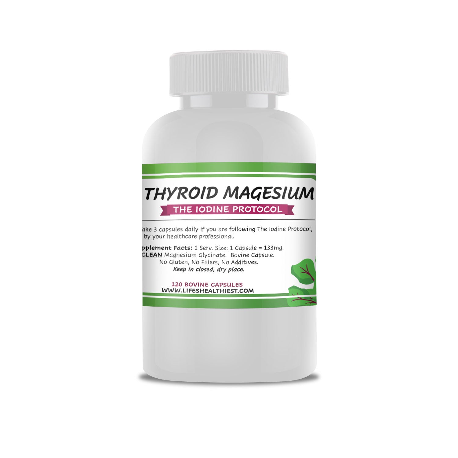 Life's Healthiest Thyroid Magnesium 120 bovine capsules (Iodine Protocol recommended)