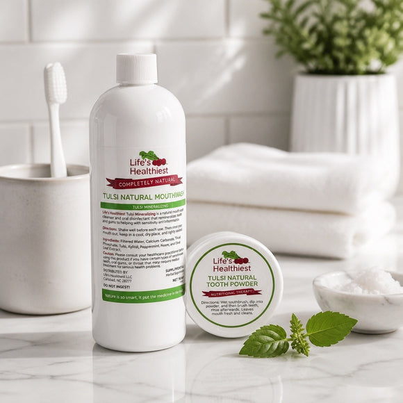 Life's Healthiest Completely Natural Mineralizing Mouth Wash & Tooth Powder.  Oral Microbiome Test Kit