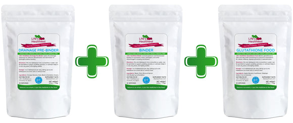 Life's Healthiest Drainage 6.0 oz + Binder 6.0 oz + Glutathione Food 6.0 oz