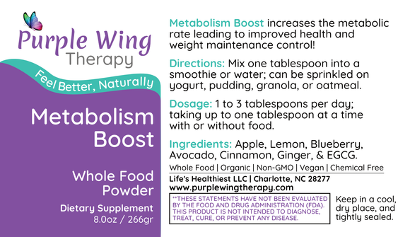Purple Wing Therapy METABOLISM BOOST Whole Food Powder 8.0 oz (Metabolic Rate and Weight Control)