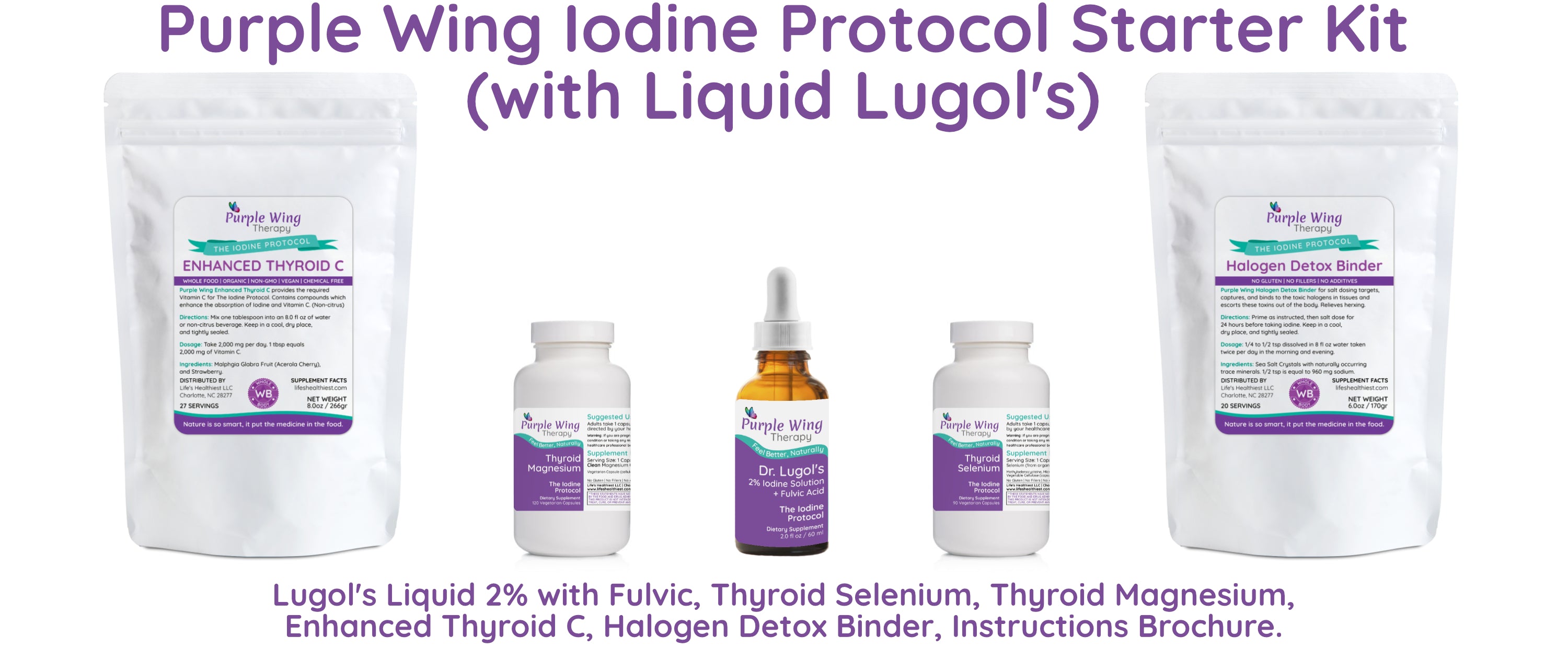 Purple Wing Therapy Iodine Protocol Starter Kit Dr. Lugol's Liquid Solution 2%