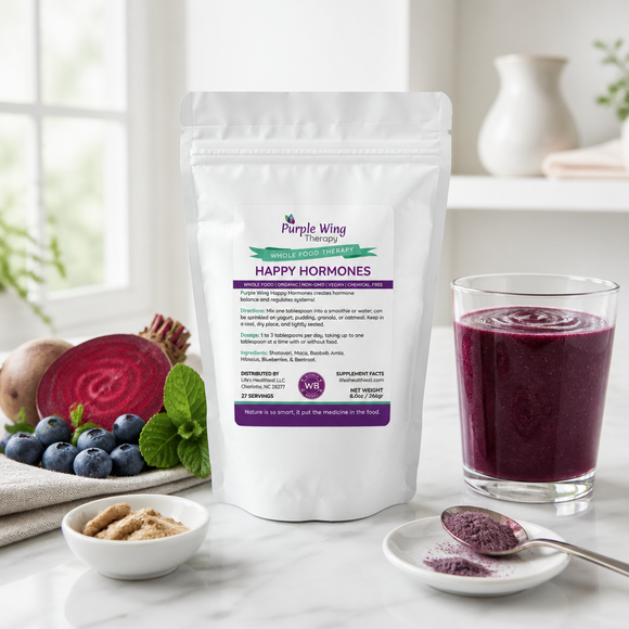 Purple Wing Therapy HAPPY HORMONES Whole Food Powder 8.0 oz (Hormone Balance and System Regulation)