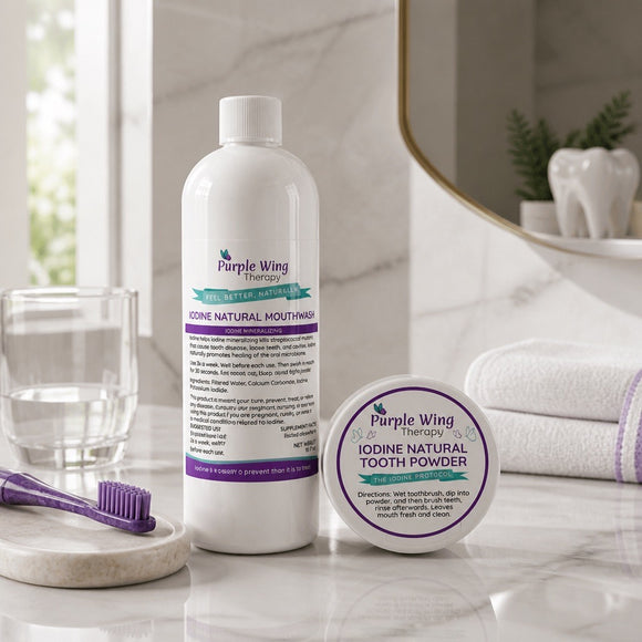 Purple Wing Therapy NATURAL IODINE MINERALIZING TOOTH POWDER & MOUTH WASH