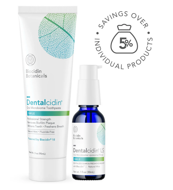 Biocidin Dentalcidin Smile Oral Care System Duo - Oral Microbiome Toothpaste and Liposomal Rinse