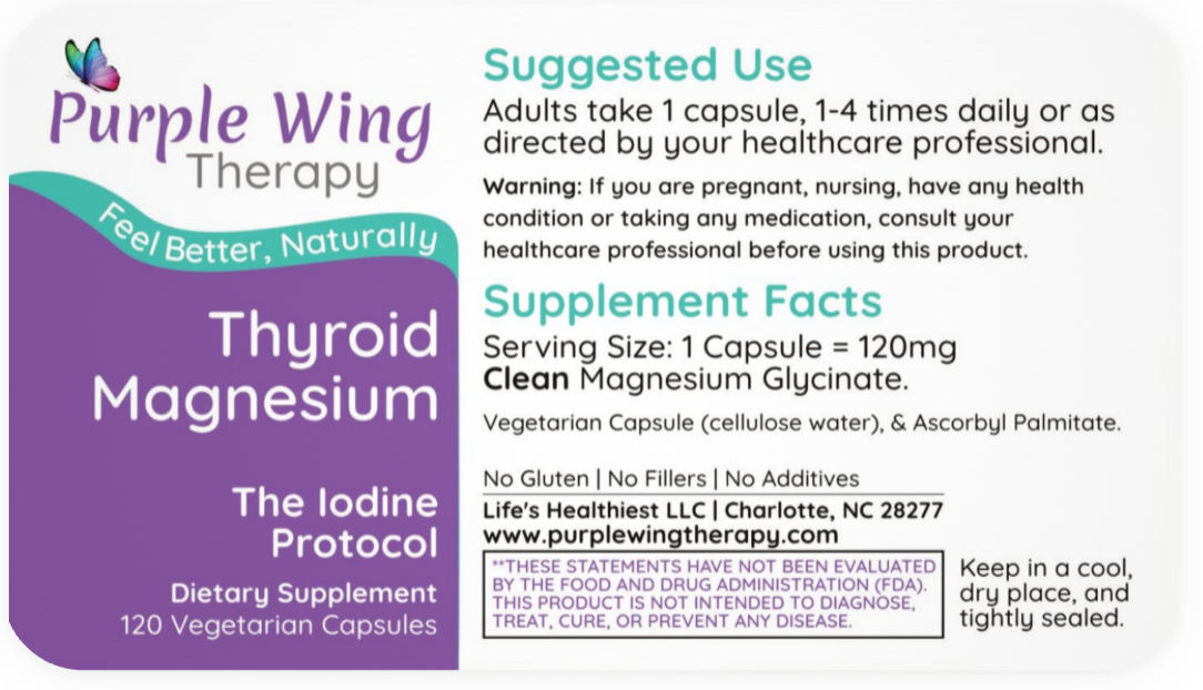 Purple Wing Therapy Thyroid Magnesium 120 capsules (The Iodine Protocol Co-Factor)