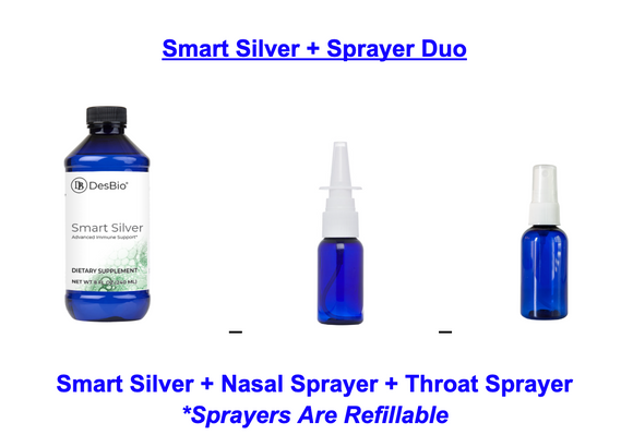 DesBio Smart Silver Liquid 8 fl oz + Nasal and Throat Sprayer