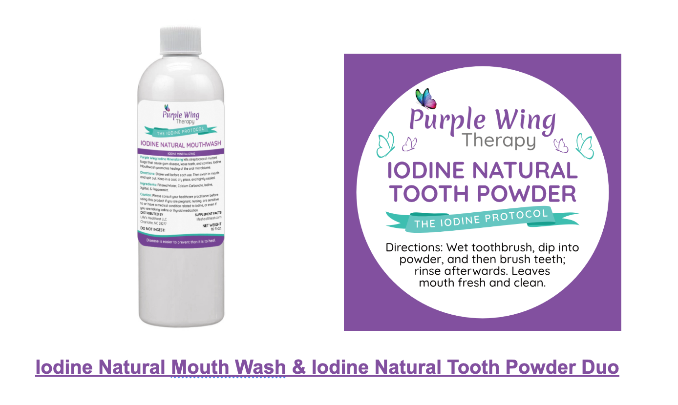 Purple Wing Therapy NATURAL IODINE MINERALIZING TOOTH POWDER & MOUTH WASH