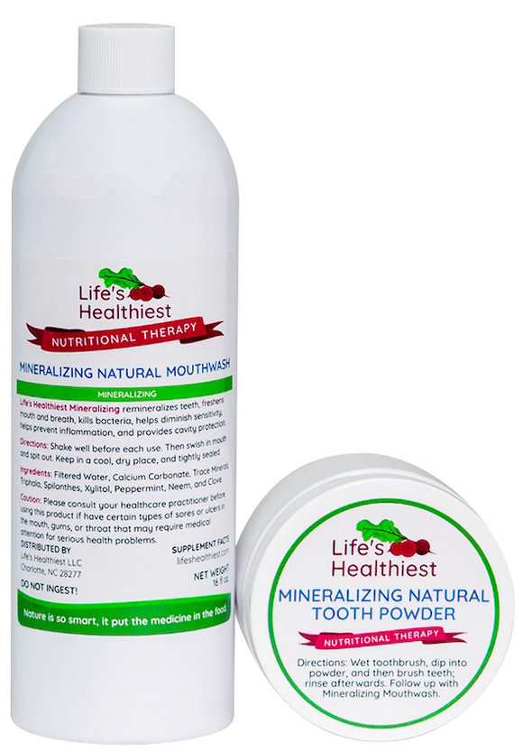 Life's Healthiest Completely Natural Mineralizing Mouth Wash & Tooth Powder.  Oral Microbiome Test Kit