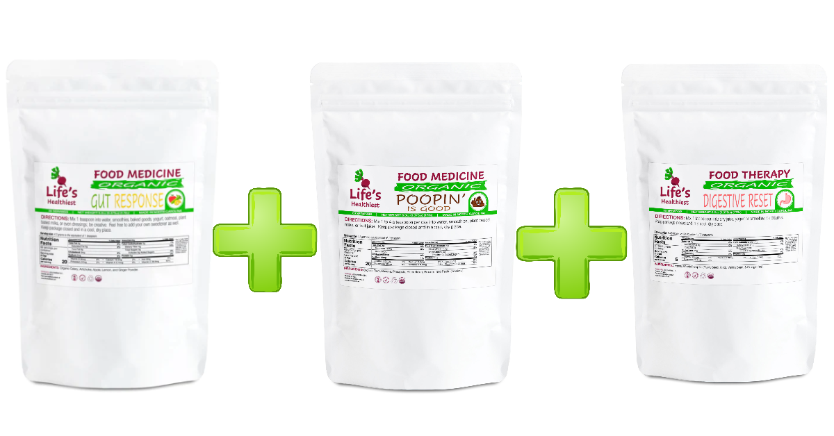 Life's Healthiest GUT & CONSTIPATION, DIGESTIVE RESET Duo or Trio  Whole Food Nutritional Therapy